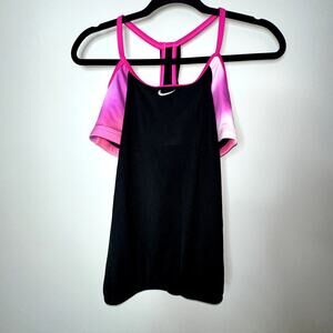 Nike Swim Women’s Tankini Top Size Medium Pink & Black Athletic Swimsuit Top